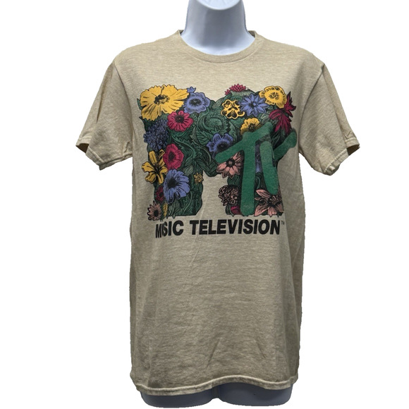 MTV 2024 Floral Tee 100% Cotton Beige Women's Small - Picture 3 of 12
